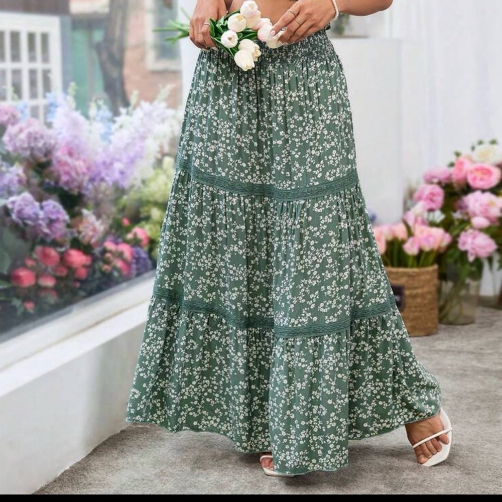 Altar'd State Sage Floral Maxi Skirt